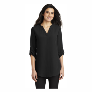 LW701 - Ladies 3-4-Sleeve Tunic Blouse - Black